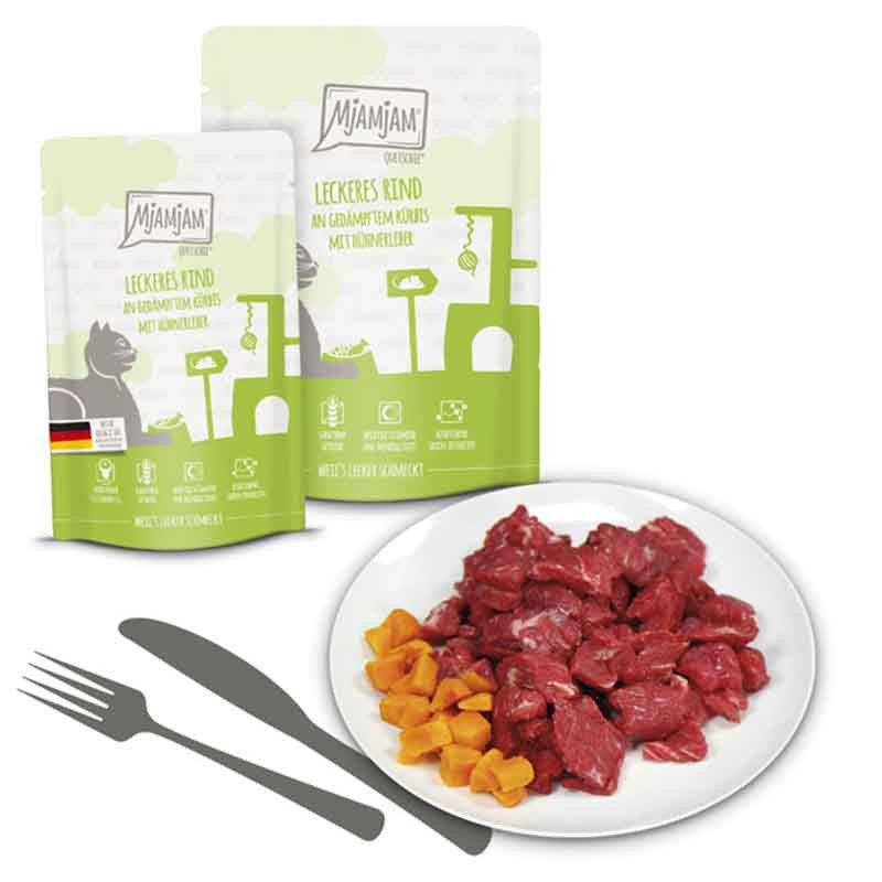 Ingredientes de MjAMjAM Res con Calabaza – receta natural sin cereales para gatos