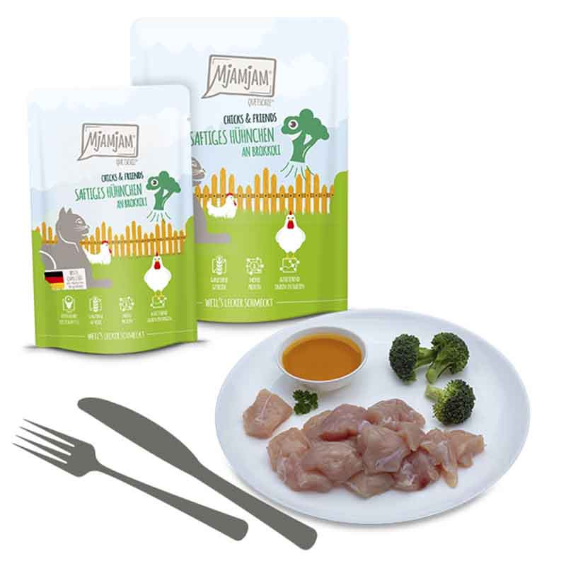 Ingredientes de MjAMjAM Pollo con Brócoli – comida húmeda natural para gato