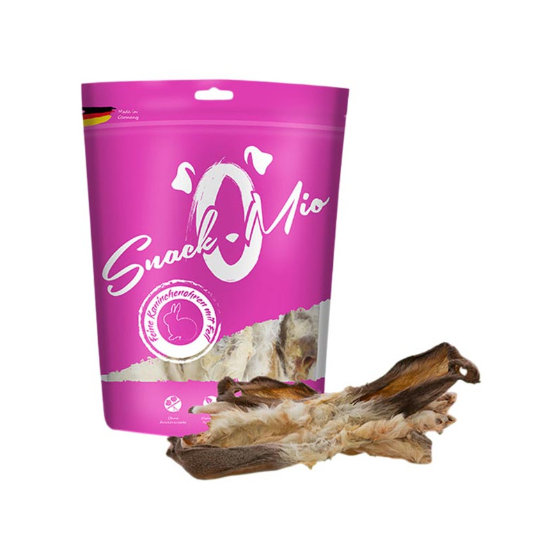 SnackOMio orejas de conejo con pelo para perros 30 unidades