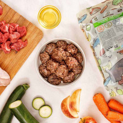 albondigas barf de ternera y pollo para perros