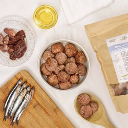 albondigas barf de sardina y pavo para gatos con Omega 3