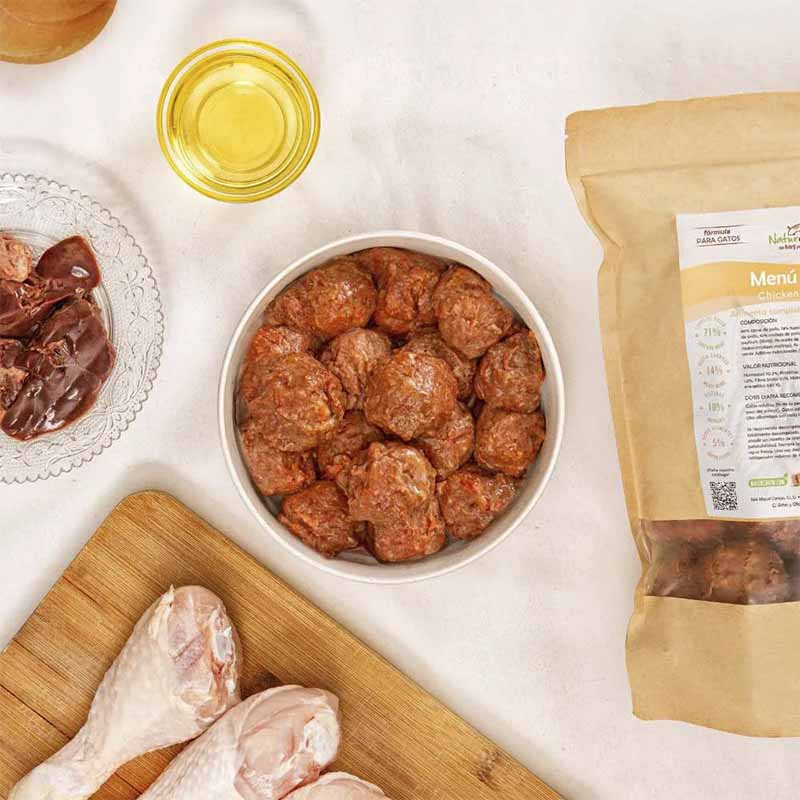 albondigas barf de pollo para gatos