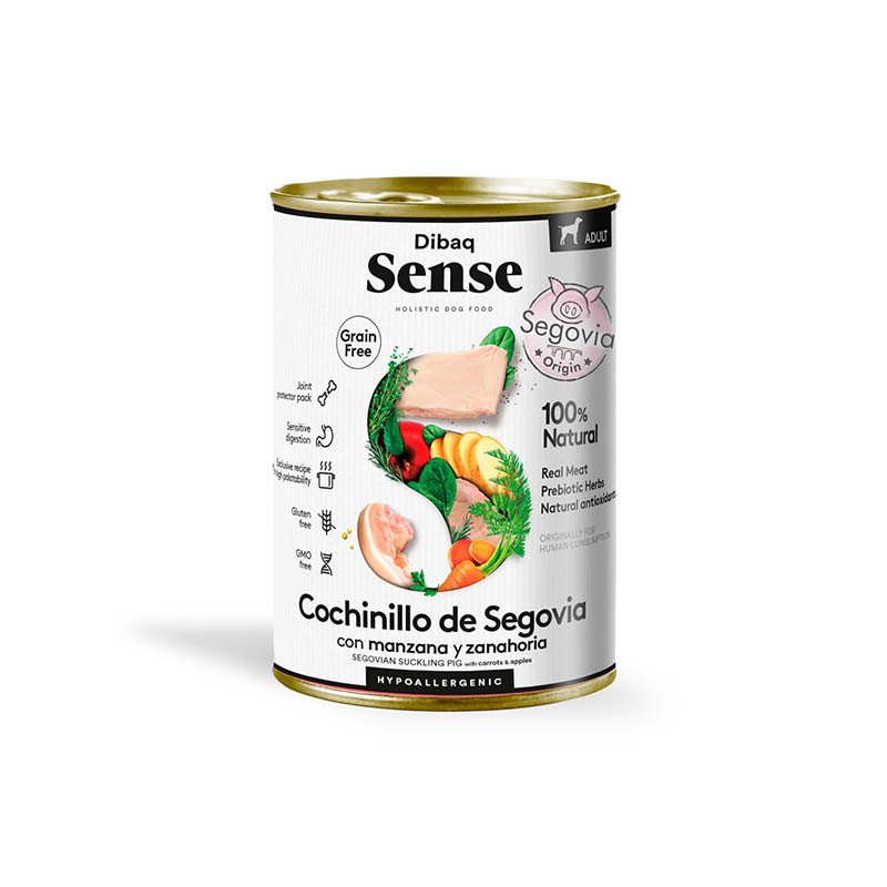 Dibaq Sense Lata comida húmeda para perros con cochinillo de Segovia Ideal para perros con digestiones sensibles