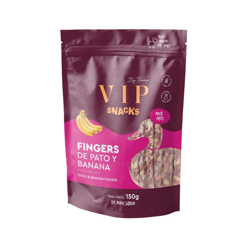 VIP Fingers Pato & Banana 150gr snack naturales para perros