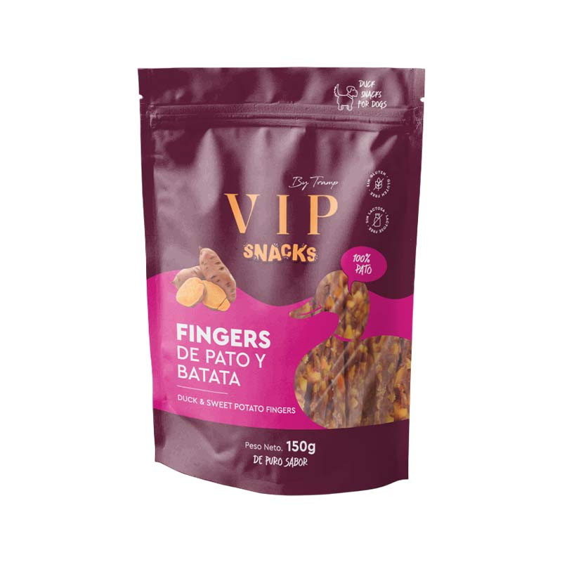 VIP Fingers Pato & Batata 150gr snacks naturales para perros