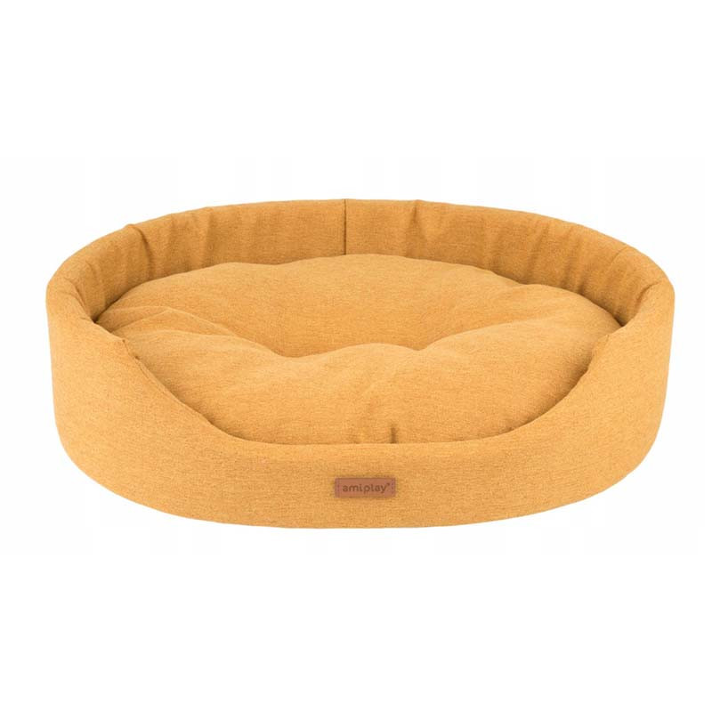 Amiplay Cama ovalada Montana XXL amarilla para perros grandes