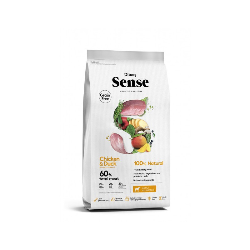 Dibaq Sense Grain Free Pollo & Pato, alimento natural sin cereales para perros, alta en proteínas