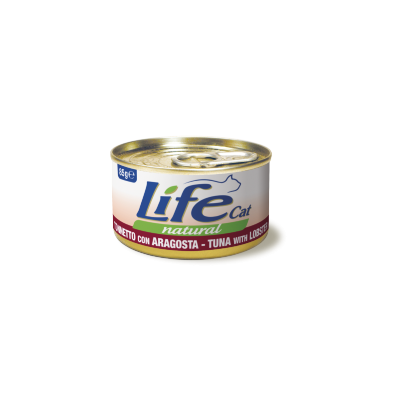 Life Natural, atún con bogavante, alimento natural para gatos, lata de 85gr