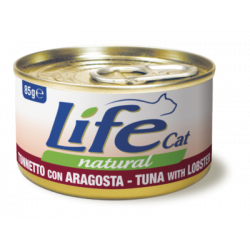 Lata de atún Life Natural para gatos, rica en proteínas y omega-3, ideal para una dieta saludable y equilibrada.