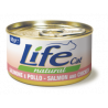 Lata de salmón y pollo Life Natural para gatos, fuente de proteínas y ácidos grasos omega-3.