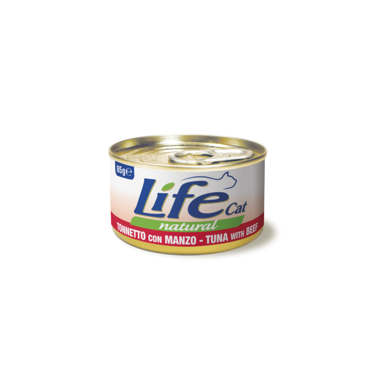 Life Natural comida húmeda para gatos Atún y Ternera 85 g, rica en proteínas y sin conservantes