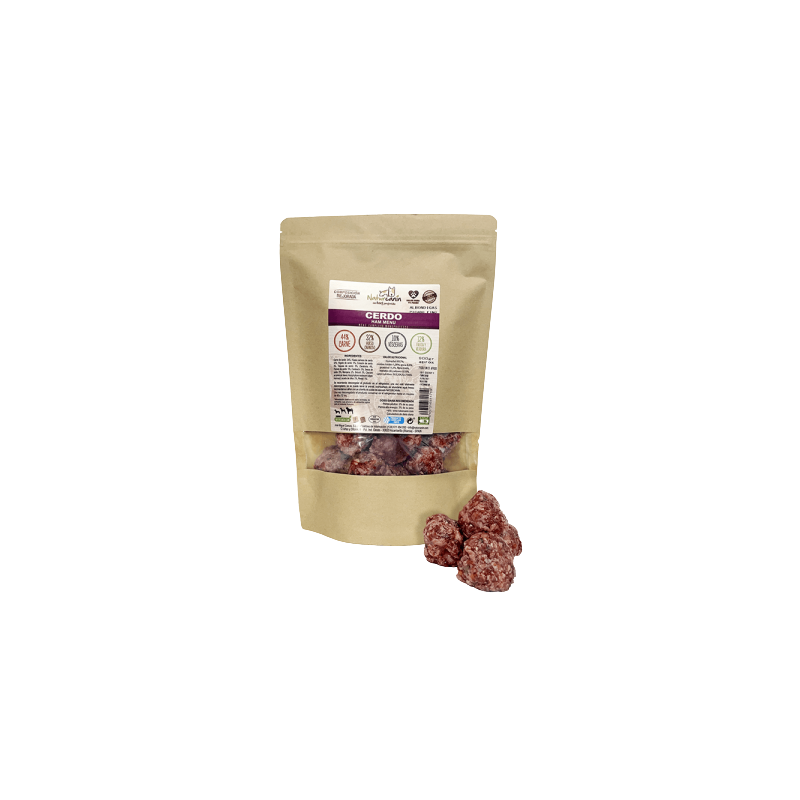 Menú BARF Naturcanin, albóndigas de cerdo para perros activos